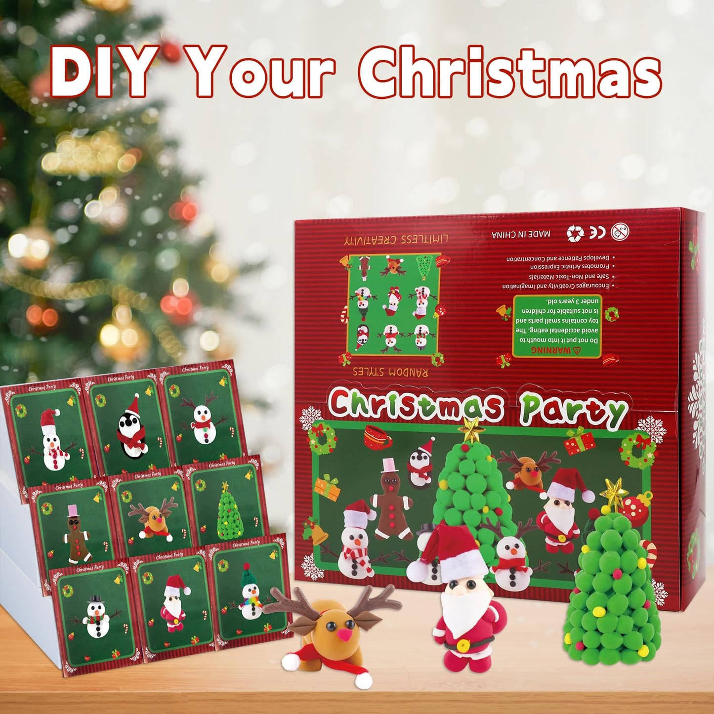 ISKIHO 9 Pack Christmas Snowman DIY Crafts Kit,Christmas Crafts for Kids,Build a Snowman Gingerbread Man,Santa,Penguins,Elk & Ch
