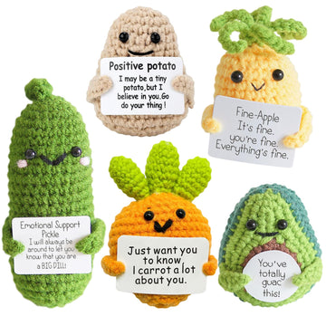 Urbun Positive Potato Crochet Doll,Emotional Support Crochet Gift,5Pcs Encouragement Support Vegetables And Fruits Knitted Dolls
