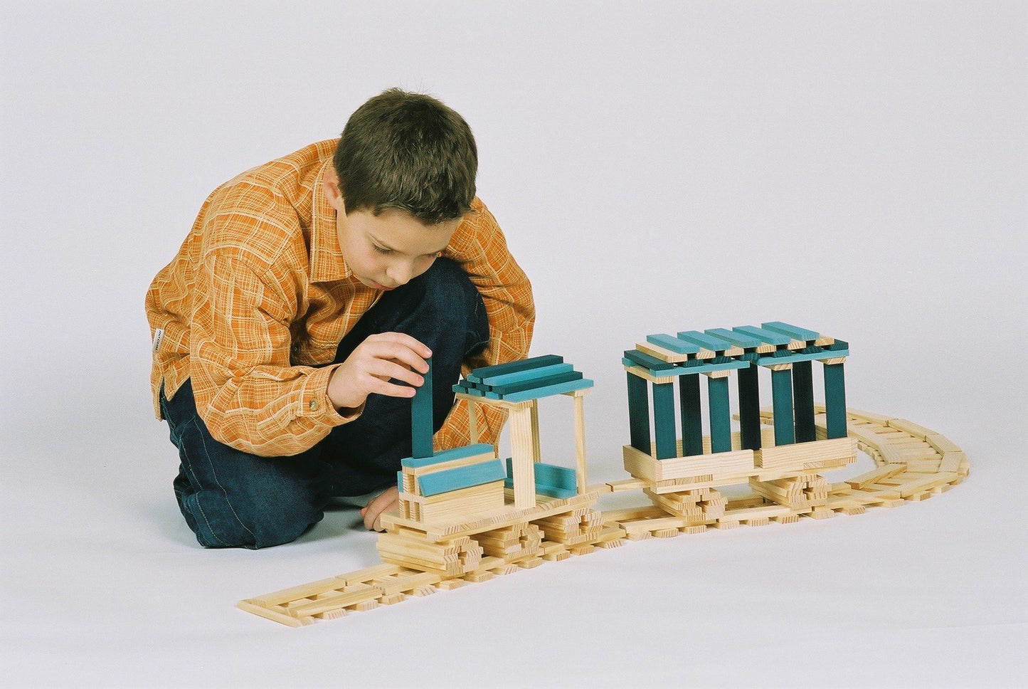 Kapla 40 Squares Light Blue - Wooden Construction Set - 40 Light Blue Colored Building Planks - For Ages 3+