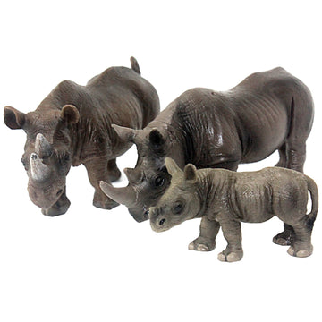 Funshowcase African Jungle Animals Toy Rhinoceros Figure Realistic Miniature 3-Piece #1698-1700