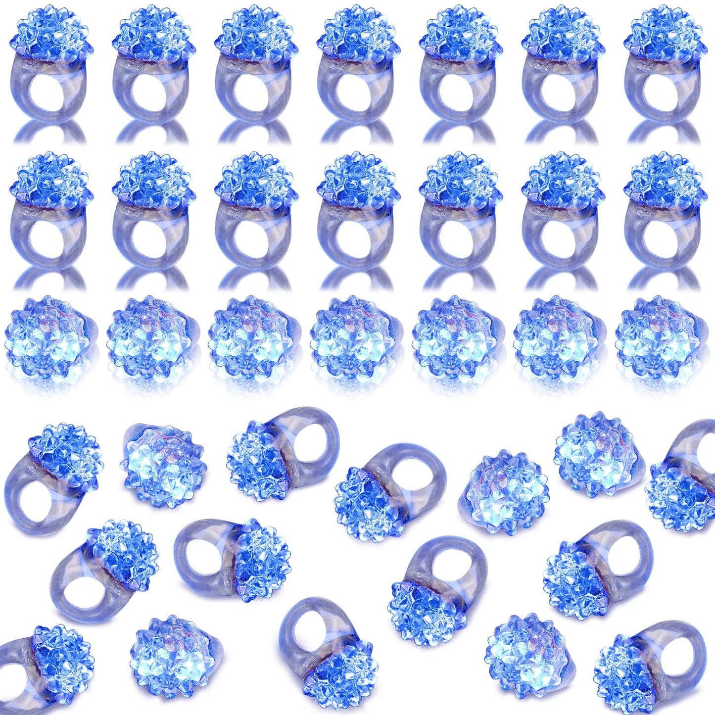 LACGO 60 PCS Halloween LED Flashing Bumpy Rings - Jelly Blinking Rubber Rings with Blue Light mature-themed Novelty Favor Glow up Finger Toys Gift for Birthday Bachelorette Parties Wedding Prizes