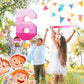 Sratte Number Piñata Pink Piñata Birthday Decorations Gradient With Stick Blindfold Confetti For Girls Boys Birthday Anniversary Party Decorations Supplies(Number 6)