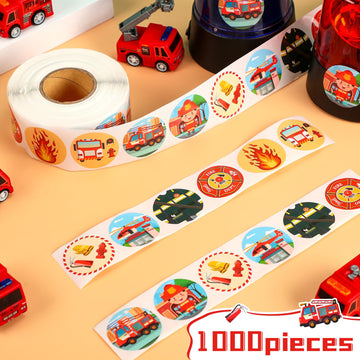 Geyee 1000 Pcs Police Stickers Firefighter Sticker For Kids Police Badge Sticker Fireman Firetruck Stickers Toy Name Tag Roll Se