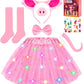 Teuevayl Pig Costume for Girls, Kids Pink Pig Costume with LED Light Up Tutu Skirt, Halloween Costumes for Girl Kid Age 3 4 5 6 