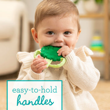Infantino Lil' Nibbles Textured Silicone Baby Teether - Sensory Exploration And Teething Relief With Easy To Hold Handles, Green