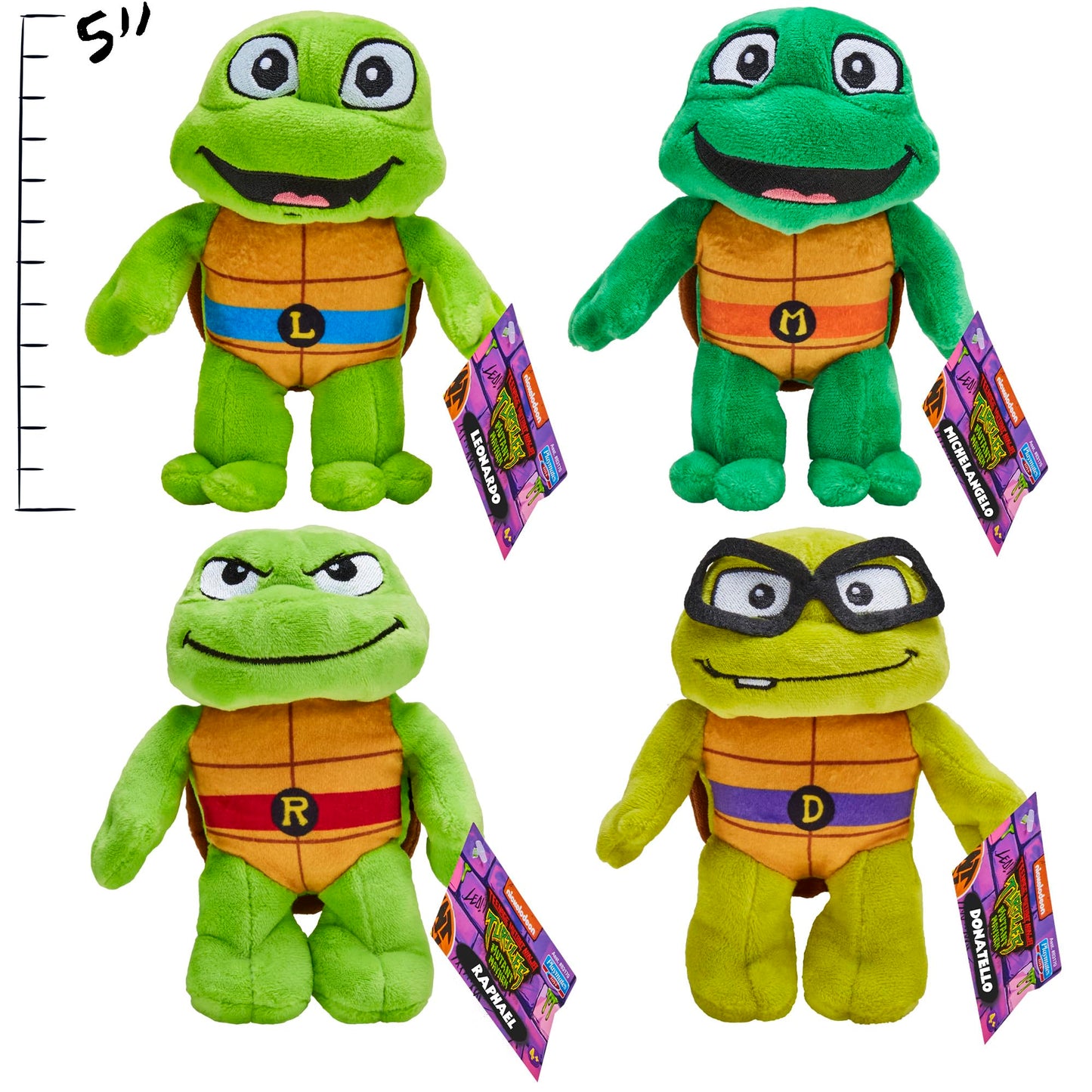 Teenage Mutant Ninja Turtles Toddler Plush 4-Pack - Multi Color Soft Toys for Kids