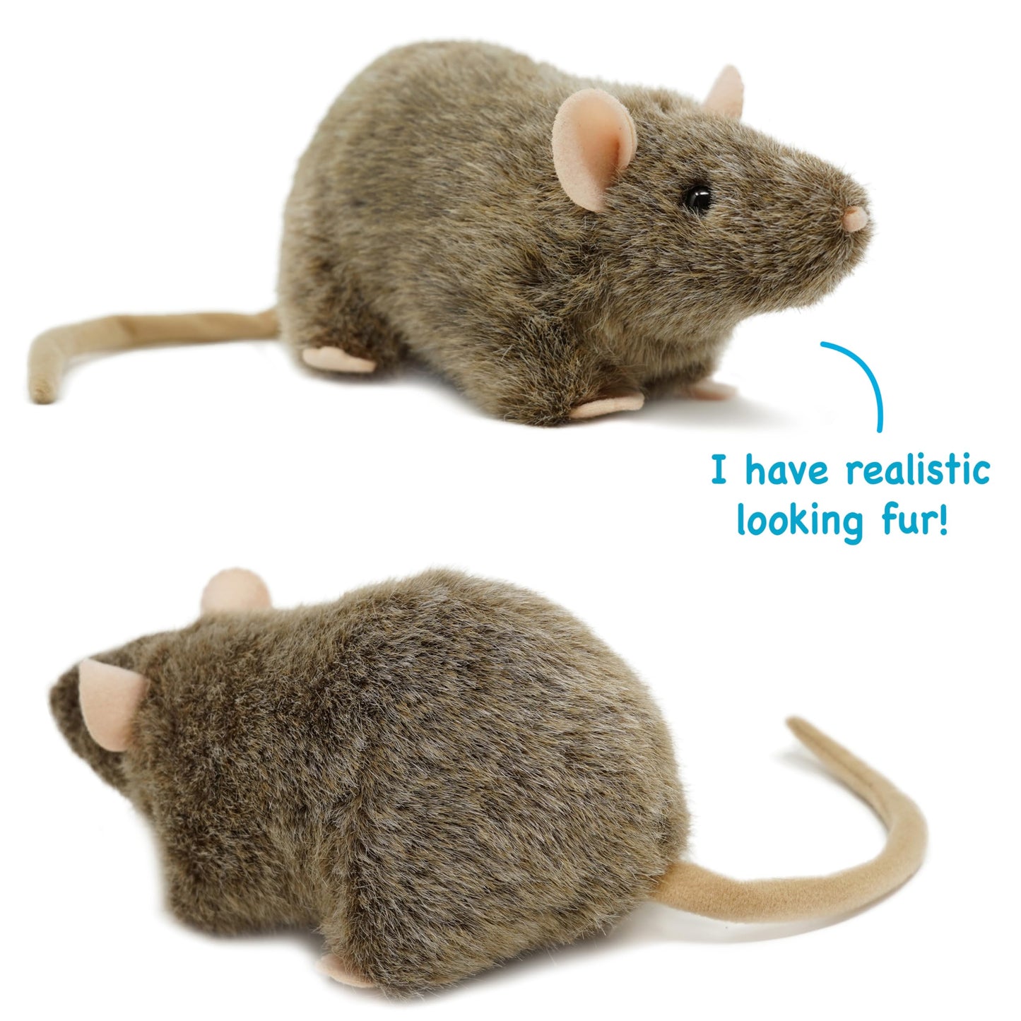 TigerHart 7 Inch Reuben The Rat Plush Mouse - White Acrylic Stuffed Animal