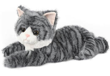 Cuckool Gray Tabby Cat Stuffed Animals, Microwavable Stuffed Animals Heating Pad For Cramps, Pain Stress Relief, Heatable & Cool