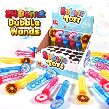 Winrayk Donut Bubble Wands For Kids Party Favors, 24 Large Bubbles Bulk, Carnival Prizes Easter Goody Bag Stuffers Pinata Filler Birthday Gift, Girls Boys Summer Beach Outdoor Toys Donut Party Favors