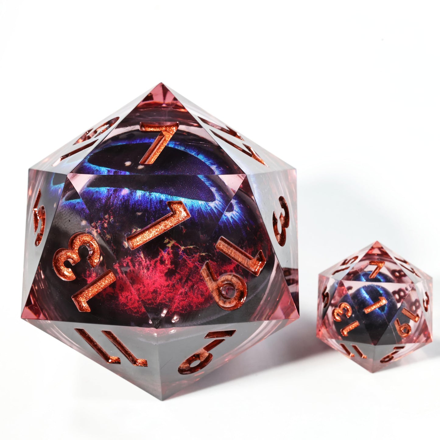 Mini Planet 50mm Chonk D20 DND Liquid Core Dungeons and Dragons RPG Eyeball Handmade Resin Polyhedral Dice