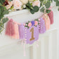HODIHIWI Handmade Wildflower 1st Birthday High Chair Banner Purple Pink Flower Theme Party Decoration For Girls Wall Hangings De