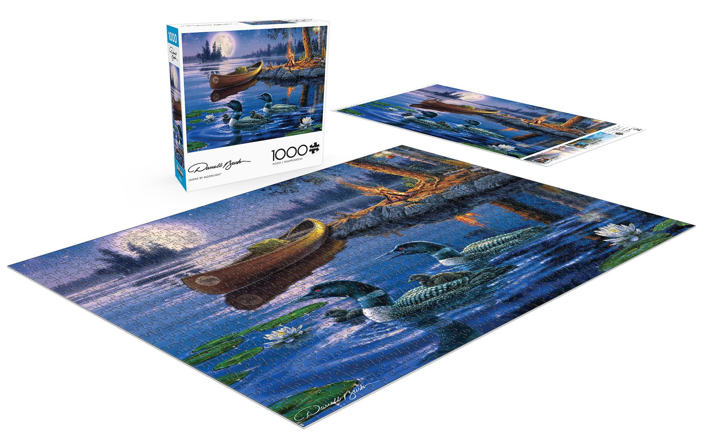 Buffalo Games - Darrel Bush - Loons By Moonlight - 1000 Piece Jigsaw Puzzle For Adults Challenging Puzzle Perfect For Game Nights - Finished Puzzle Size Is 26.75 X 19.75
