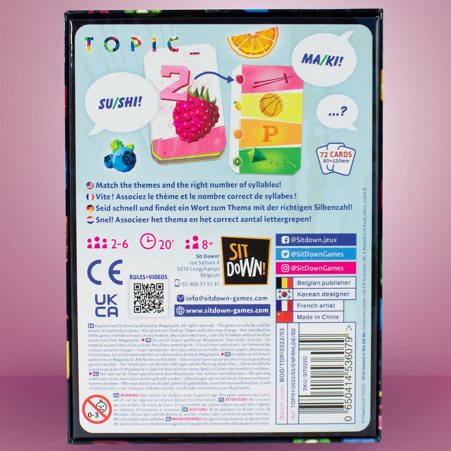 Sit Down Games Topic_ - Card Game, Choatic Party Word Game, Family, Ages 8+, 2-6 Players, 15-30 Min