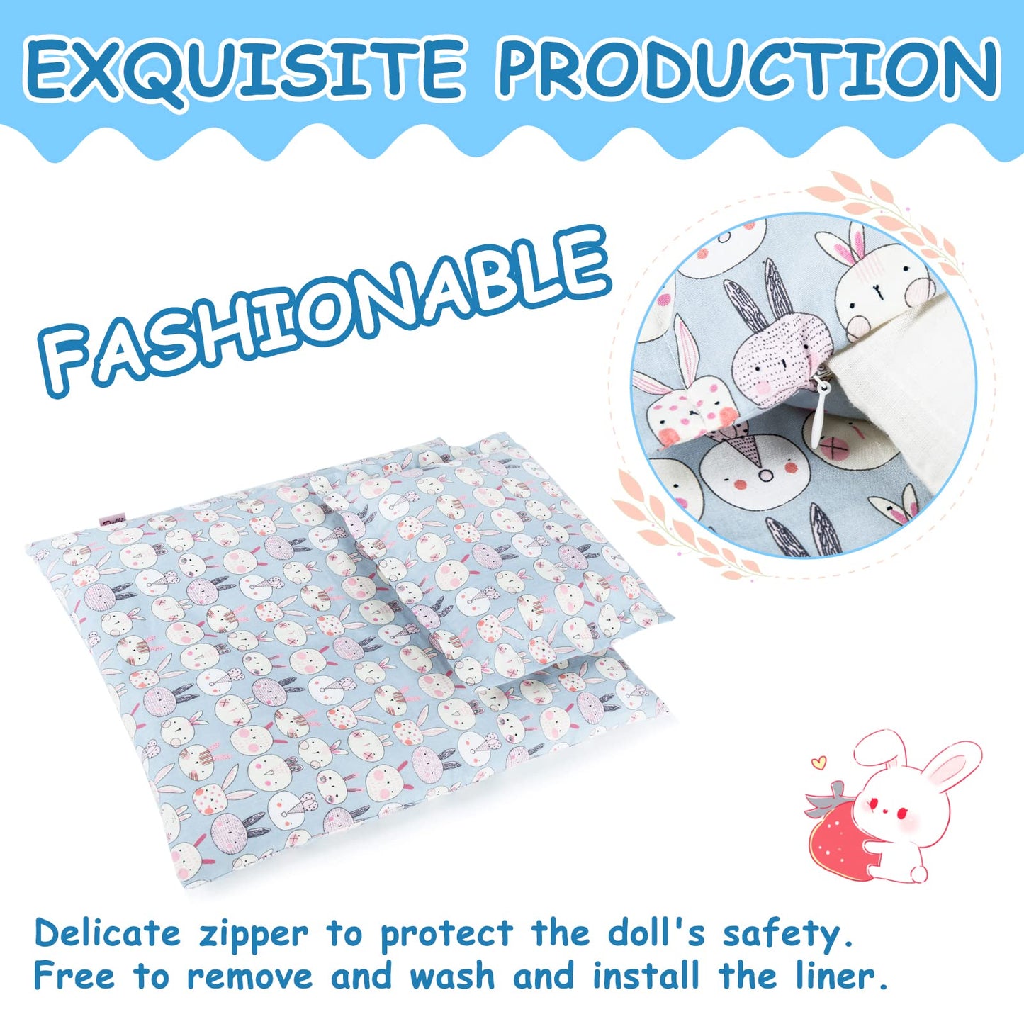 18 Inch Doll Bedding 2 Pc. Set - Reversible Print Doll Bedding Accessories With Comforter And Pillow - Fits American Girl Dolls And Other 18 Inch Dolls Holiday