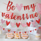 Red Glitter Be My Valentine Banner and Red Pink Valentines Day Heart Garland,Happy Valentines Day Banner for Valentines Day Par