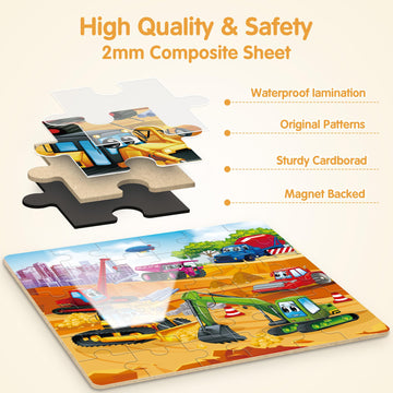 Synarry Vehicle Theme Magnetic Puzzles For Toddlers 3-5, 36 Pieces Travel Puzzles For Kids Ages 4-8, Car Airplane Road Trip Activities Magnet Games Toys For 3 4 5 6 Year Old Children Boys Girls Gifts