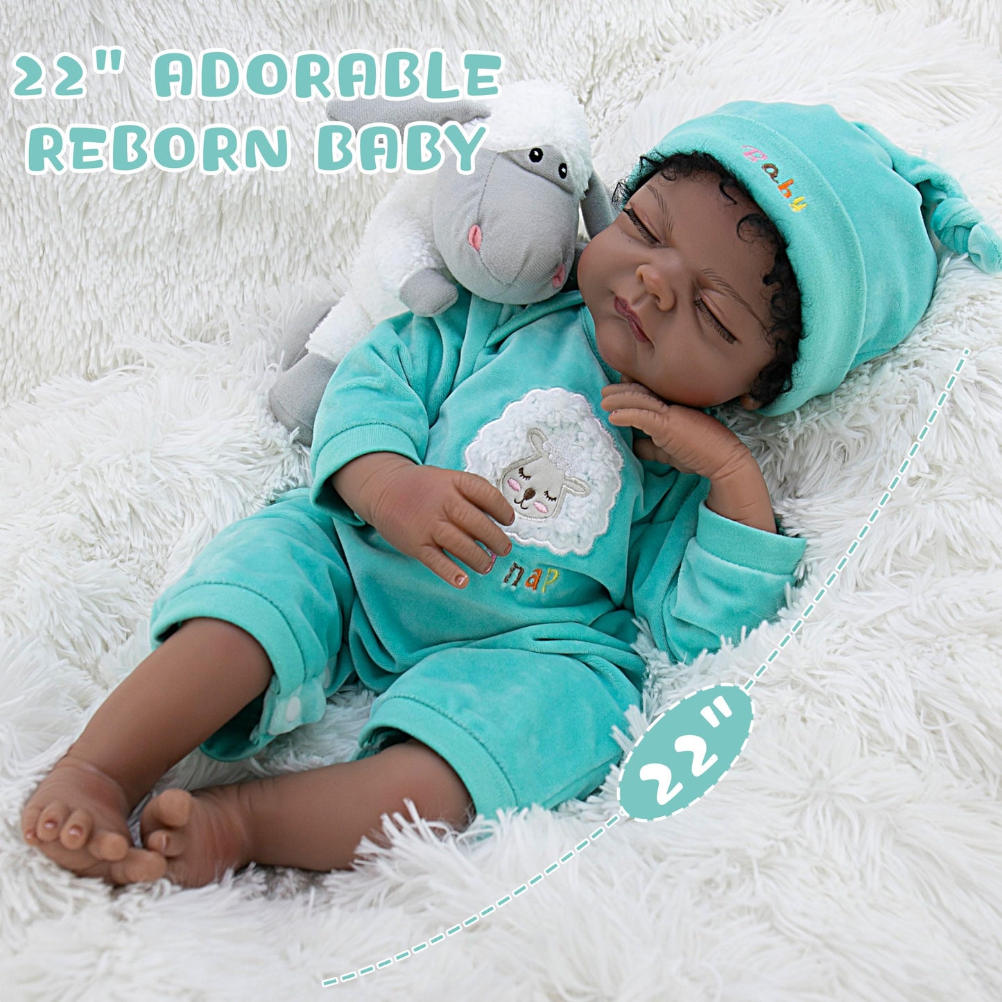 Milidool Black Reborn Baby Dolls Girl Doll 22 inch African American Lifepreviously openedborn Baby Girl Dolls Realistic Silicone Baby Doll That Look Real with Lamb Theme Set Gift