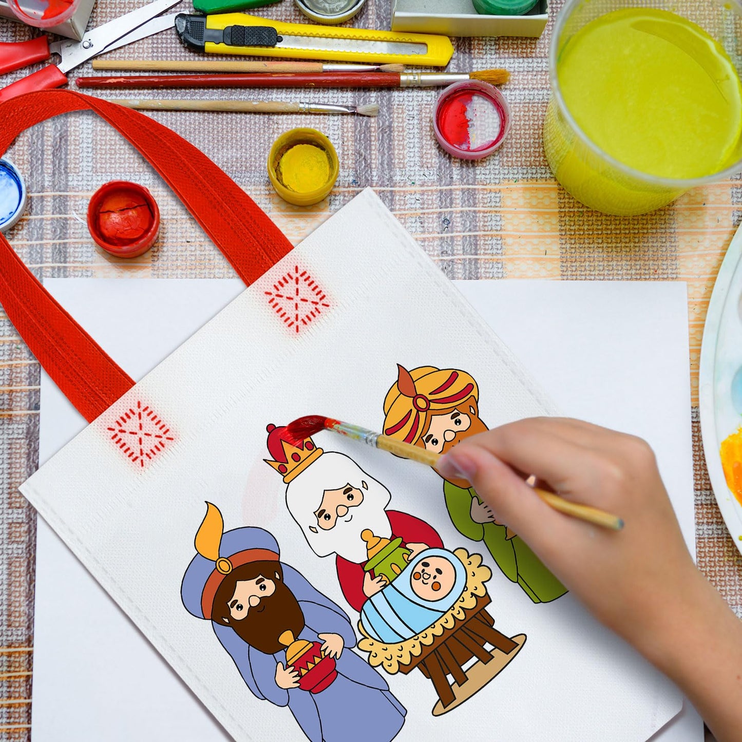 Kacctyen 45 Pcs Farm Animals Color Your Own Goodie Bags Reusable Coloring Art Party Favor Paint Graffiti Bags for Farm Theme Bar