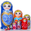 JoyNest Russian Nesting Dolls Matryoshka Wood Stacking Nested Set 10Pcs Blue Heart Shaped Girl Handmade Toys for Children Kids C