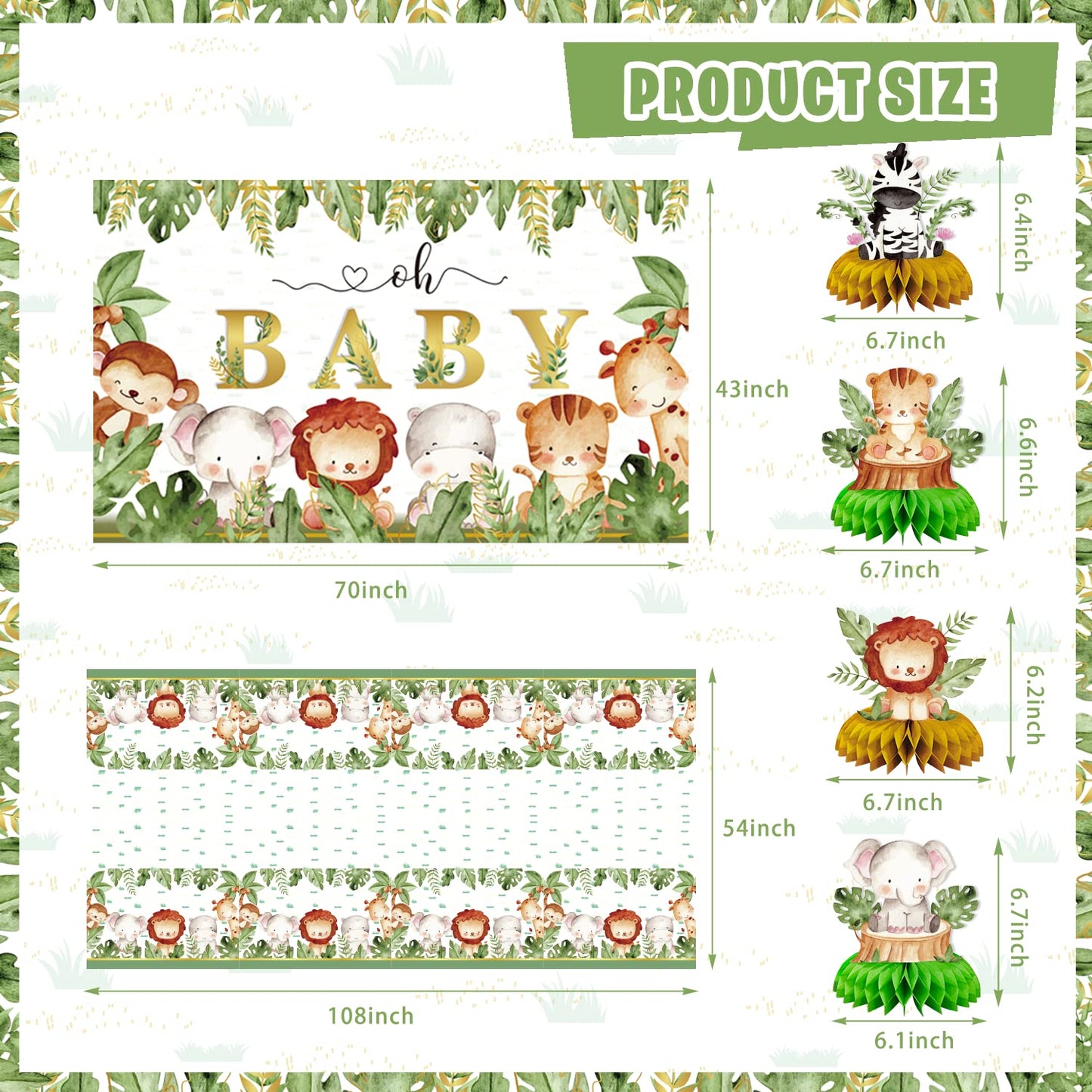 Wild One Party Decorations, 150 Pcs Jungle Animal Party Supplies Decor For Boy Girl Birthdays With Banners Cake Topper Cupcake T