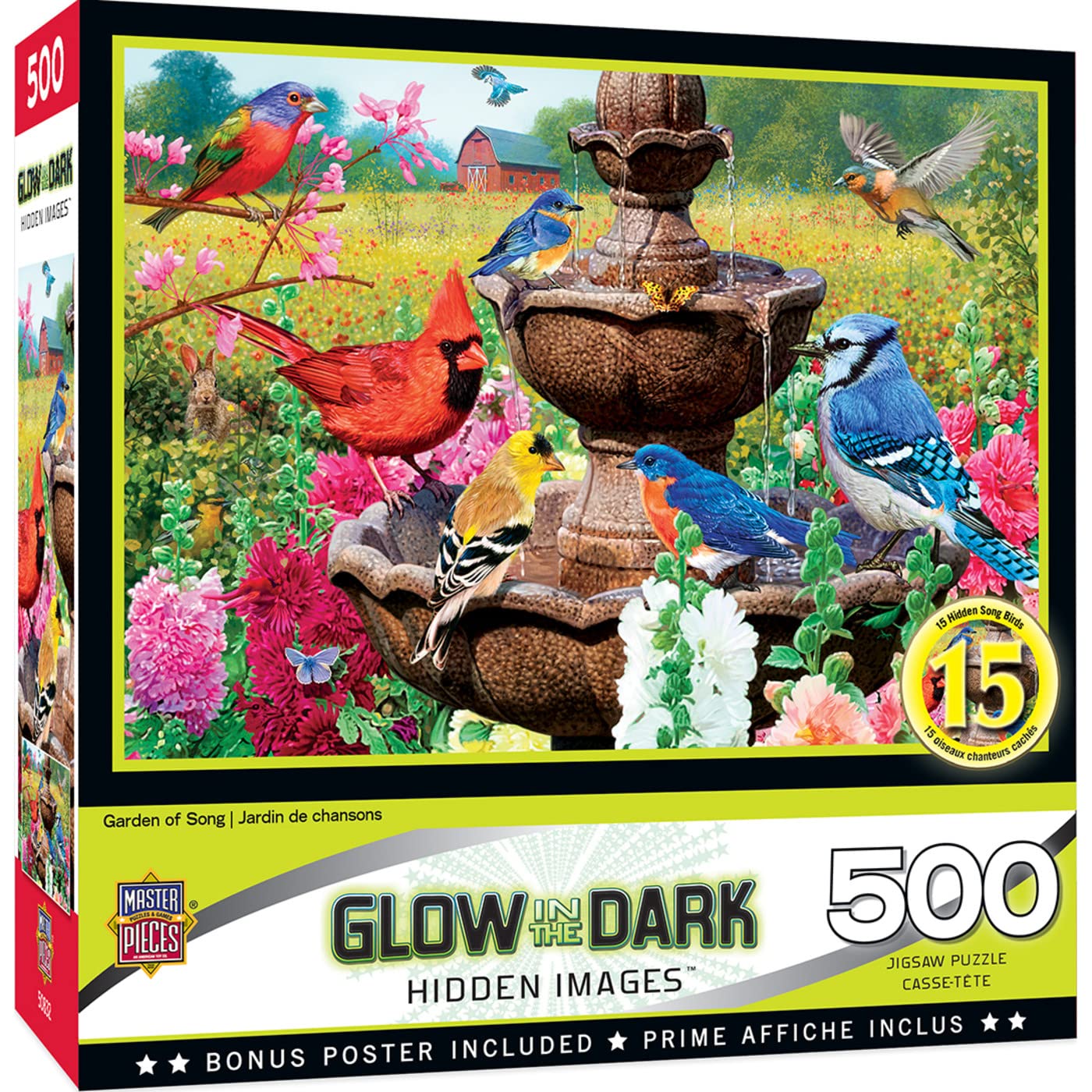 Garden Of Song 500 Piece Hidden Images Glow In The Dark Jigsaw Puzzle
