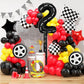 Eostankr Race Car Birthday Balloons - 40" Black Number 2 Mylar Balloon, 7 Pcs, Race Car Theme Party Decor
