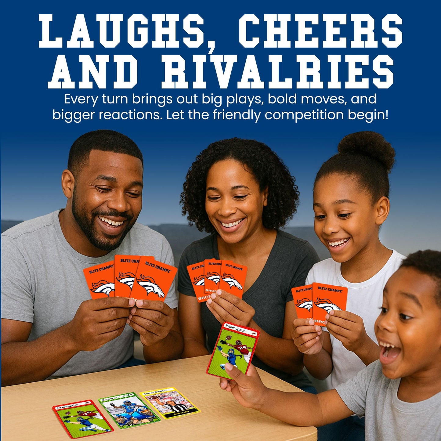 Blitz Champz Denver Broncos - Official NFL Playing Cards & Denver Broncos Gifts for Men & Women, Fun Travel Card Games for Adult