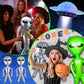 Zhanmai 4 Pcs 63 Inch 35 Inch Inflatable Alien Jumbo Alien Party Decorations Alien Balloon Inflate Alien For Halloween Party Favors(Silver, Green)