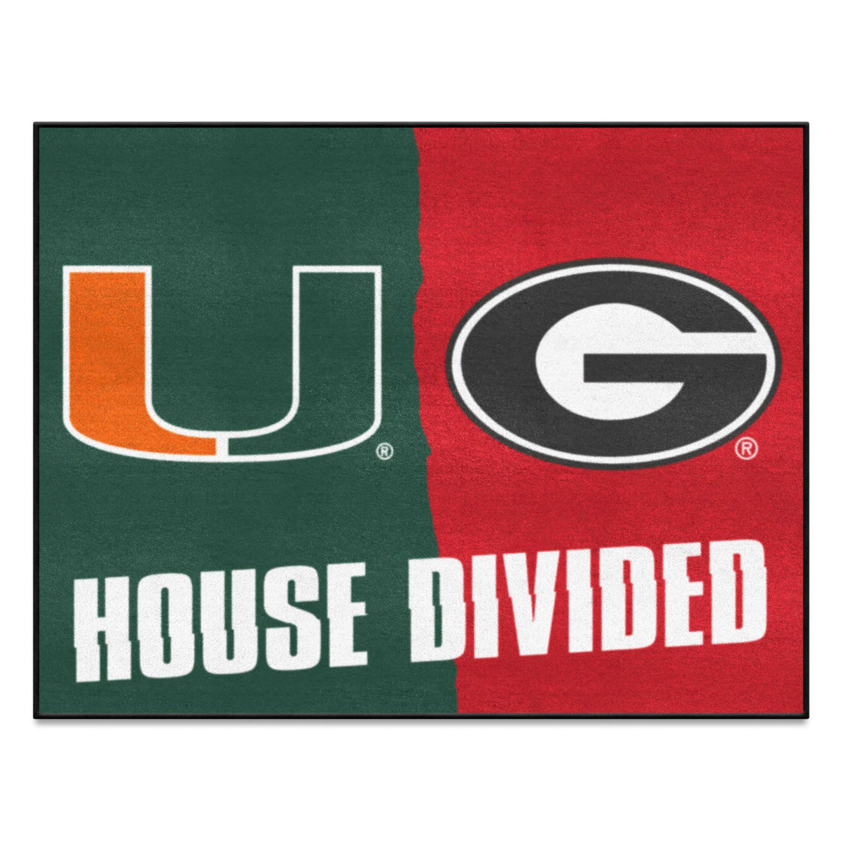FANMATS 15670 Miami / Georgia House Divided Rug - 34 in. x 42.5 in.