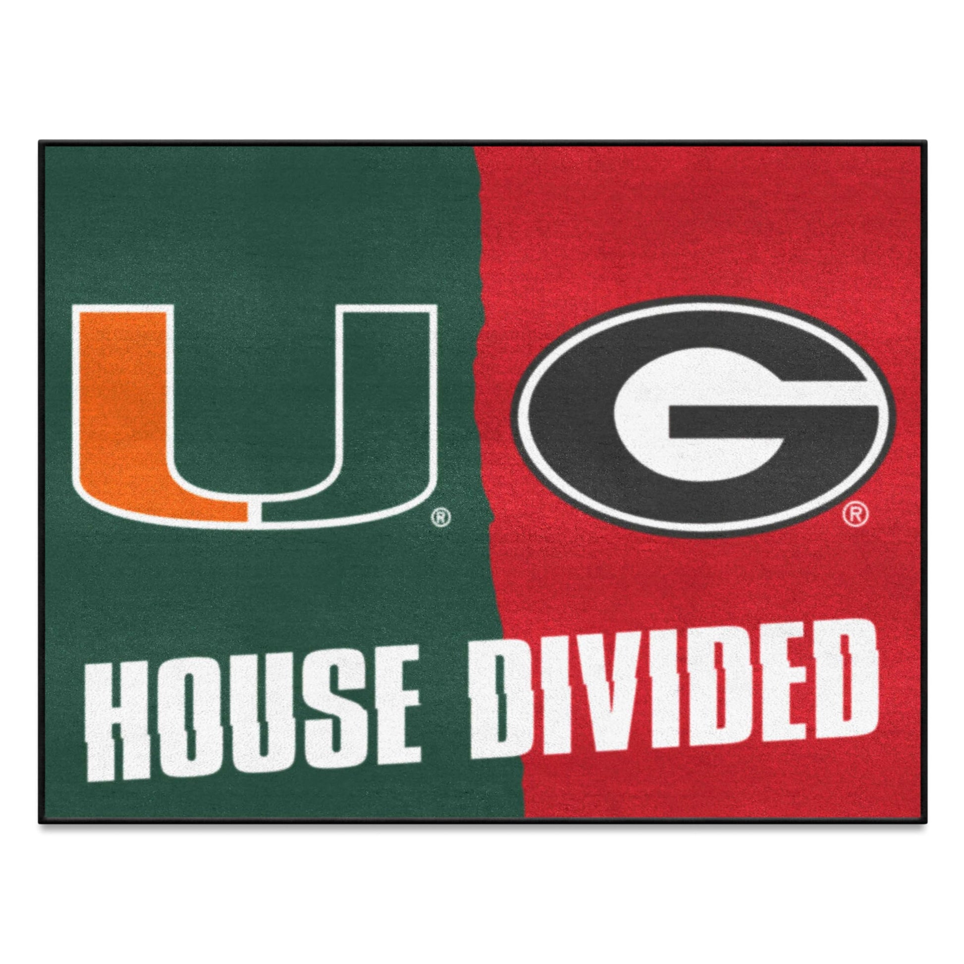 FANMATS 15670 Miami / Georgia House Divided Rug - 34 in. x 42.5 in.