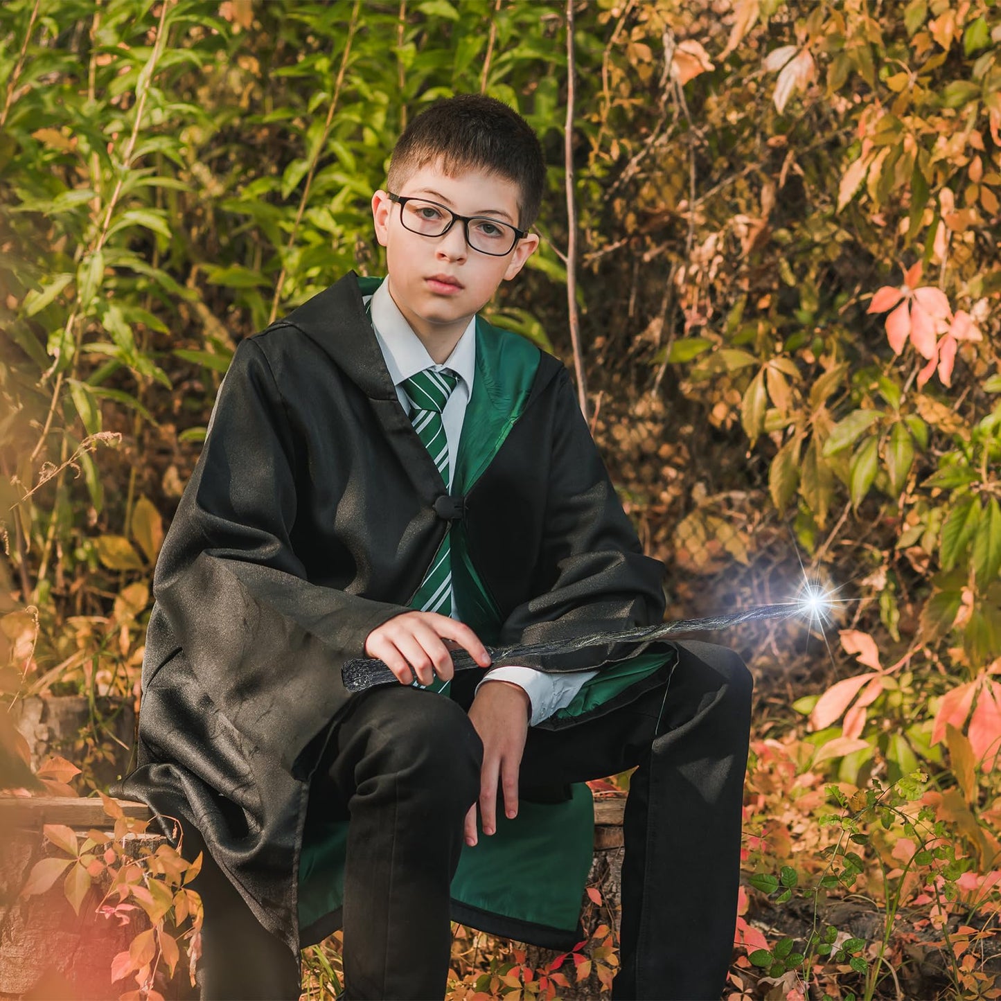 Champwe Light Up Magic Wizard Wand Rechargeable Illuminating Toy For Kids Witch Collection Cosplay Accessories With Spellbook And Gift Box (Root)