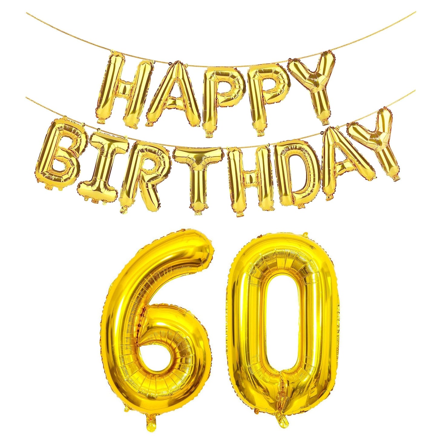 Shuntai 60Th Birthday Decorations For Men Women 60 Balloon Numbers Gold Big Jumbo Number 60 Foil Mylar Balloons With Gold Letter