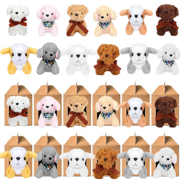 Jiytivity 24 Pcs Dog Party Favors Include 12 Mini Plush Dogs Stuffed Puppy And 12 Foldable Kraft Puppy Boxes For Adopt A Puppy P
