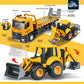 ID Gerilla Tow Truck Toy Metal Cab, Flatbed Construction Vehicles Toys with Backhoe Loader, Friction Powered Transport Trailers