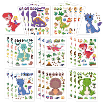 24 Sheets 8.3''  5.9'' Make Your Own Dinosaur Stickers For Toddlers Kids Party Favors, Make A Face Stickers For Kids Activities