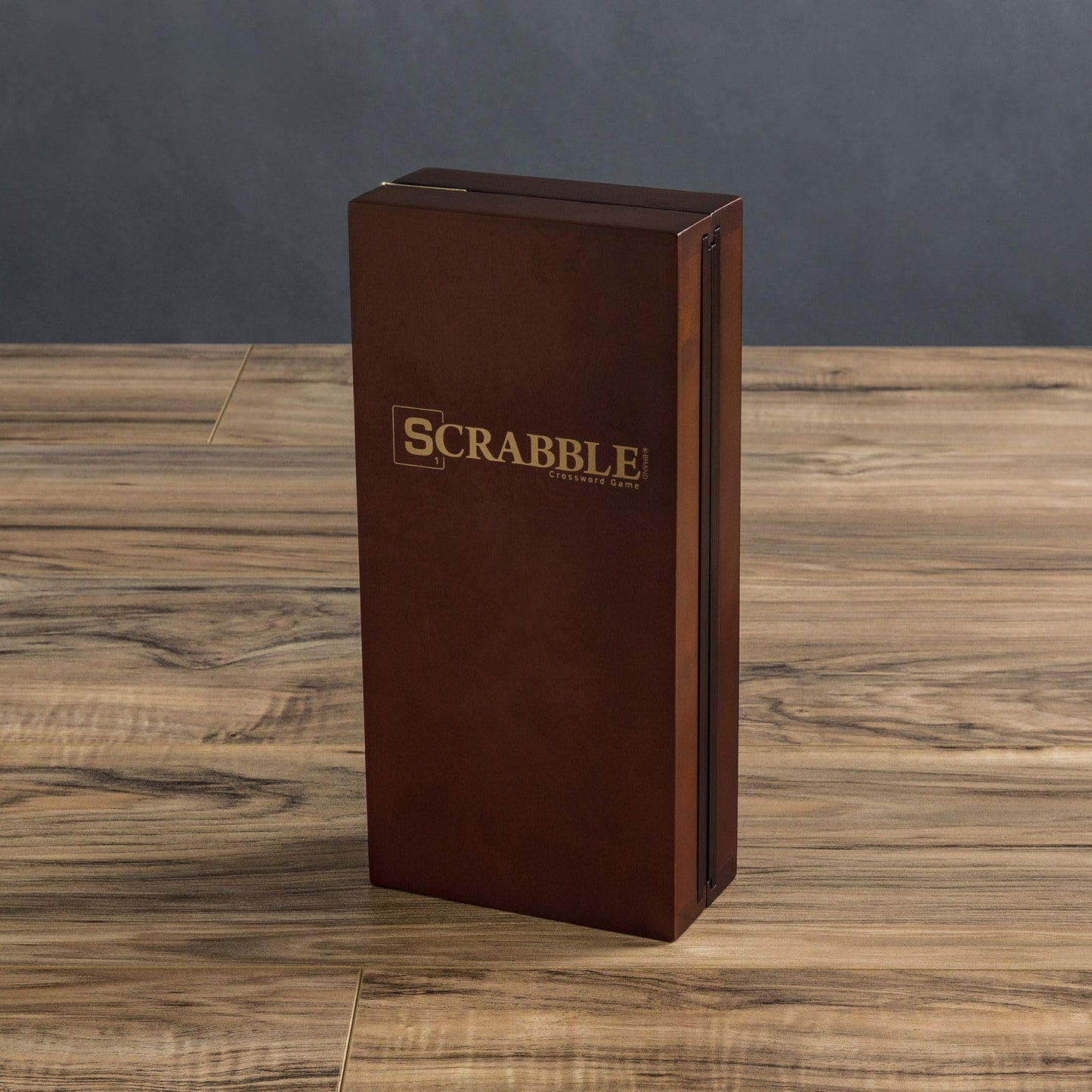 WS Game Company Scrabble Deluxe Travel Edition | Compact Wooden Game Set | Hidden Storage, Magnetic Closure | Multicolor, Model 27080