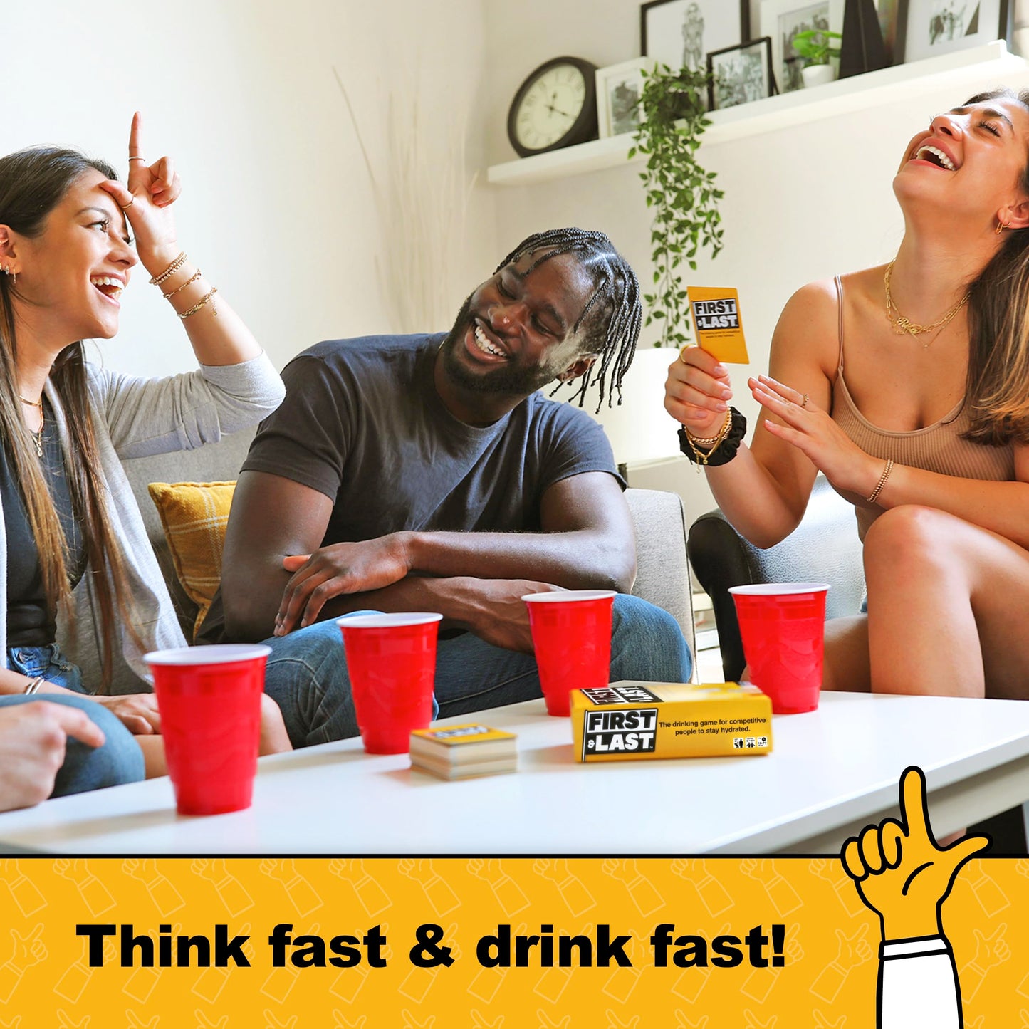 WHAT DO YOU MEME? First & Last Drinking Game for Adults - Competitive Fun, Yellow, Model FL455, Paper Material