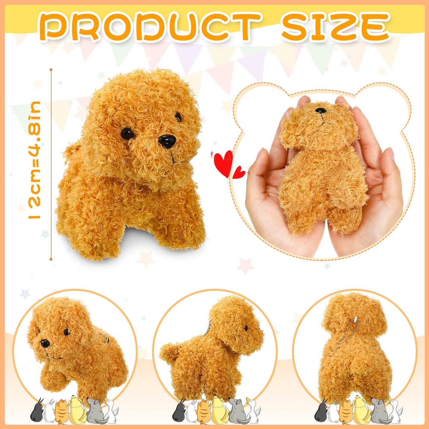 Sumind 9 Pcs Mini Plush Dog Stuffed Animals Bulk Dog Plush Party Favors For Easter Goodie Bag Fillers Baby Show Birthday(Vivid Puppy)