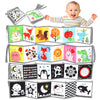 Okooko Black And White High Contrast Soft Baby Books 2Pcs Washable Tummy Time Toy Crib Stroller Toy Montessori Sensory Toy Early