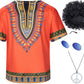 Kids Hippie Costume For Boys Girls 60S 70S 4 Pcs T-Shirt Afro Wig Set For Halloween Party Cosplay 5-6T Yellow