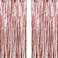 PRVV Pack of 2 Pcs, 3 x 6 feet Each, Rose Gold Foil Fringe Tinsel Metallic Backdrop Curtains for Birthday Decoration Wedding Eng