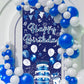 Gya 3X6Ft Blue Silver Birthday Door Banner Navy Blue Glitter Sequin Happy Birthday Background Cake Balloons Gifts Backdrops Kids