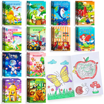 Benlouis 24 Mini Coloring Books Bulk For Kids Mermaid Dino Sea Animal Birthday Party Favors Stuffers Bags For Ages 2-4-6-8-12 Cl