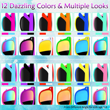 Oleitodh 60 Pcs Kids Sunglasses Bulk,Kids Neon Sunglasses Party Favors With Uv400 Proctection,80S 90S Retro Sunglasses For Boys