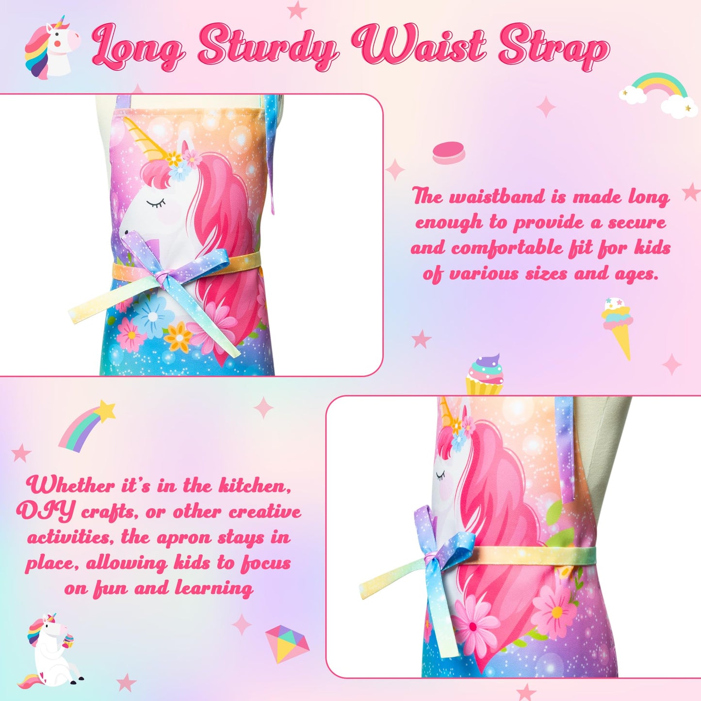 R HORSE Kid Apron and Chef Hat Set - 2Pcs Adjustable Magic Horse Children Kitchen Apron Dress up Role Play Chef Toy Kid Funny Co
