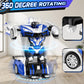 Febyhim Remote Control Car For Boys 4-7, 2.4Ghz Rc Car 1:18 Scale, One-Button Transforming Toy With 360 Spins, Led Lights (Blue)