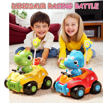 Uregoio 2 Pack Remote Control Cars for Toddlers 1-3, Dinosaur Car for Kids Age 2-4, Babies Toys for 18+Months, RC Car with LED L