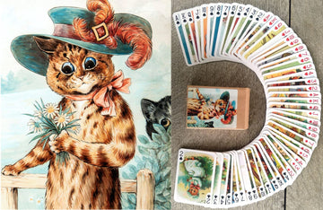 Flonzgift Secret Life Of Cats Playing Cards (Poker Deck 54 Cards All Different) Vintage Cats Postcards By Louis Wain