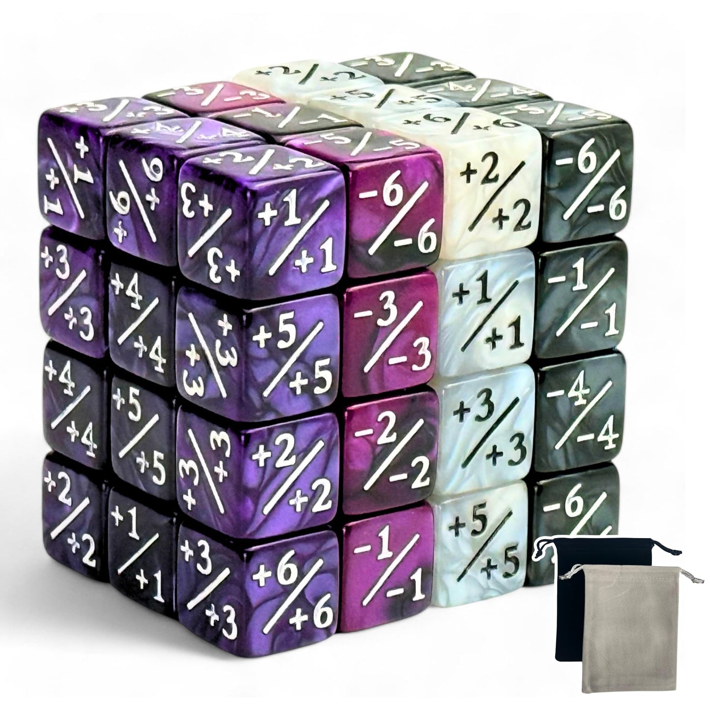 Luck Lab MTG Magic Life Counter Dice, 48 PCS - Compatible w/Magic Card Game Accessories, CCG Creature Stats w/ 2 Dice Bags (Purp
