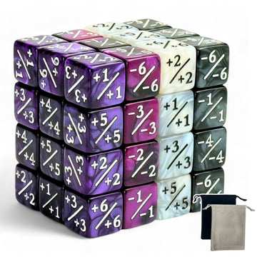 Luck Lab MTG Magic Life Counter Dice, 48 PCS - Compatible w/Magic Card Game Accessories, CCG Creature Stats w/ 2 Dice Bags (Purp